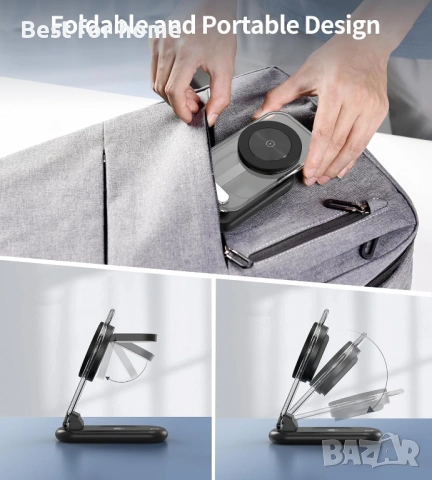 3-в-1 магнитна безжична зарядна станция за Apple устройства, снимка 6 - Друга електроника - 53047712