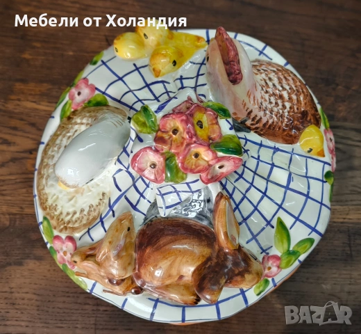 Великденски керамичен съд с капак, снимка 2 - Декорация за дома - 53860648