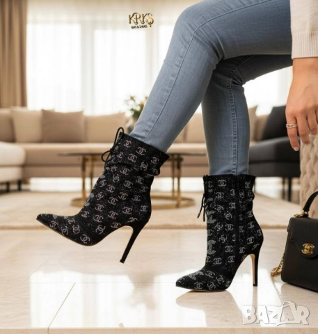 дамски боти на ток versace miu miu chanel , снимка 6 - Дамски боти - 52031515