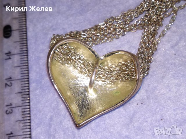 СТАРО ШАРМАНТНО СЪРЦЕВИДНО ПОСРЕБРЕНО МЕДНО ВИНТИДЖ КОЛИЕ 18180, снимка 7 - Колиета, медальони, синджири - 41752608