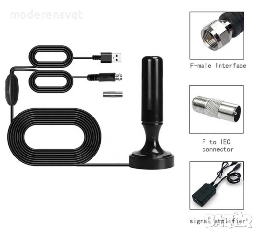 Антена за ефирна телевизия, вътрешен HEVC магнит, снимка 2 - Приемници и антени - 53707937