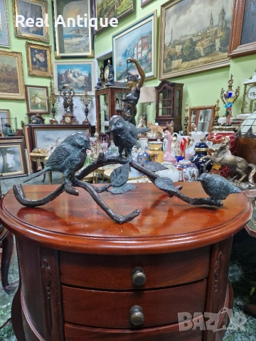 Уникална антикварна бронзова фигура статуетка композиция 