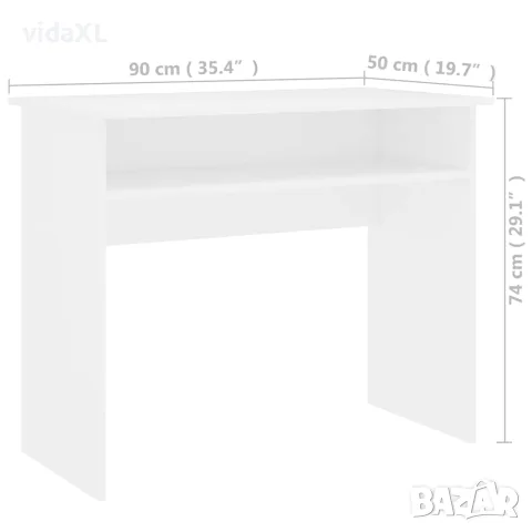 vidaXL Бюро, бяло, 90x50x74 см, инженерно дърво, снимка 6 - Бюра - 56147699