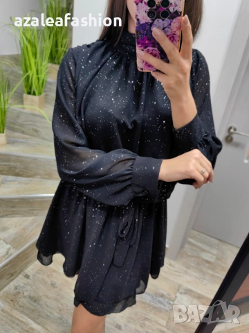 Рокля с бляскави частички цветове, снимка 8 - Рокли - 52692561