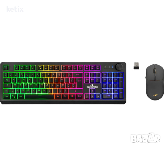 Пакет Bluestork RGB Безжичен пакет с клавиатура/мишка, снимка 1 - Клавиатури и мишки - 44823743