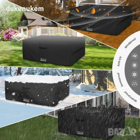 Водоустойчив калъф за градински мебели 170x94x74 см – 420D, черен, снимка 7 - Градински мебели, декорация  - 53382075