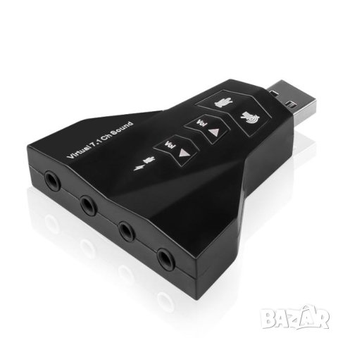 Универсален Портативен Аудио Адаптер USB 3D 7.1 Канала 4х Порта Двойна Звукова Карта 3.5мм Микрофони, снимка 2 - Други - 41021035