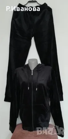 Нов дамски анцунг, черен, с качулка, 85% памук , снимка 3 - Спортни екипи - 56144860