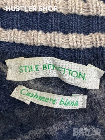 Мъжки кашмирен пуловер VINTAGE STILE BENETTON. Размер М, снимка 5 - Пуловери - 52674736