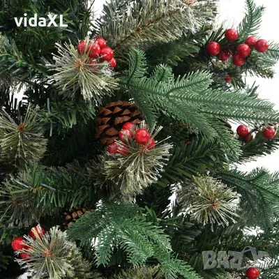 vidaXL Коледна елха с шишарки, зелена, 120 см, PVC и PE(SKU:340525), снимка 3 - Други - 49058841