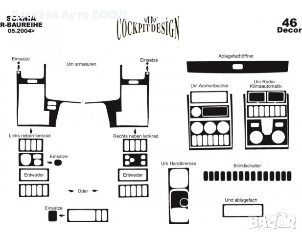 Силиконов стикер Махагон за Скания Scania R 2004-2009г. , 46 части, снимка 2 - Аксесоари и консумативи - 41940699
