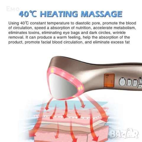 Електрически ултразвуков масажиращ и лифтинг уред за лице, снимка 4 - Масажори - 48070754