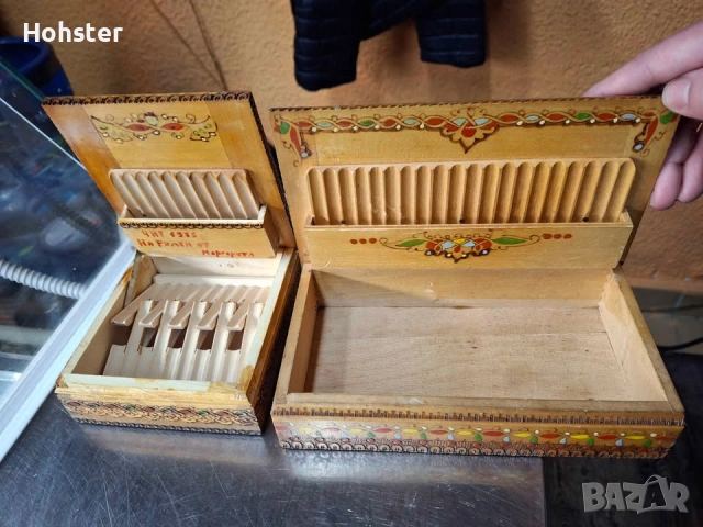 Три дървени кутии за цигари от соца, снимка 4 - Антикварни и старинни предмети - 53373816