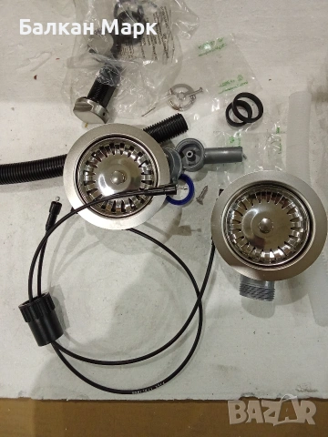 Двоен автоматичен сифон за гранитна кухненска мивка,с преливник , неръждаема решетка , снимка 7 - Мивки - 53466688