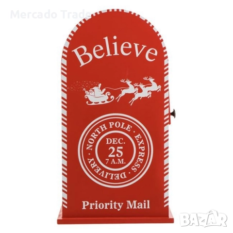 Коледна декоративна дървена пощенска кутия в ретро стил, с надпис, Червен, снимка 5 - Декорация за дома - 52472169