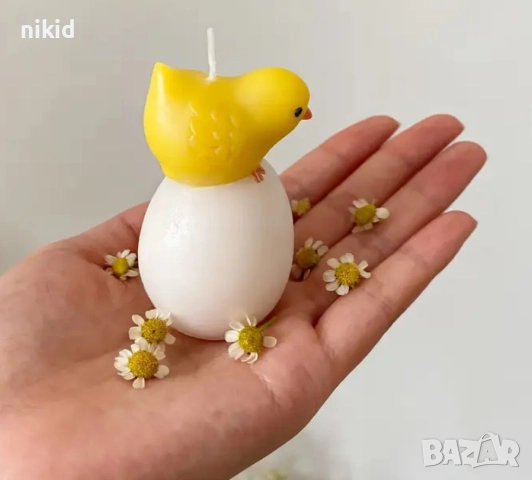 3D Пиле пиненце върху яйце силиконов молд форма смола гипс шоколад свещ Великден декор , снимка 3 - Форми - 52820296