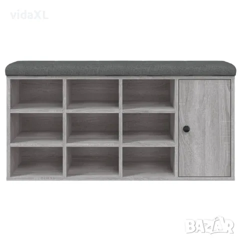 vidaXL Пейка за обувки, сив сонома, 102x32x50 см, инженерно дърво, снимка 5 - Маси - 56148112