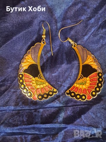 Обеци клетъчен емайл клоизоне, снимка 1