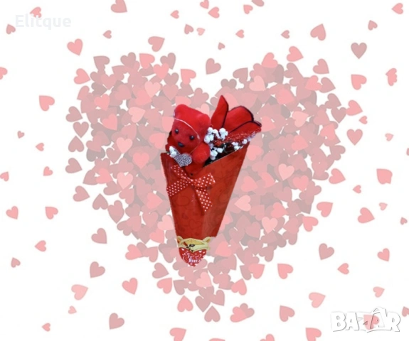 Романтичен букет с мече и червени рози, снимка 6 - Подаръци за жени - 53087058