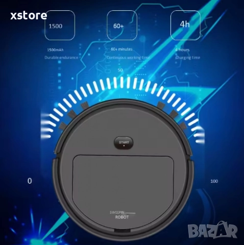 Интелигентна прахосмукачка робот 3в1 две четки и моп за почистване на домакинство, снимка 4 - Прахосмукачки - 52795938