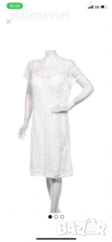 Дамска бяла рокля с паети и камъни