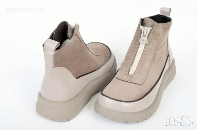 НОВО! Дамски спортни боти с цип - Два цвята, снимка 5 - Дамски боти - 52290405