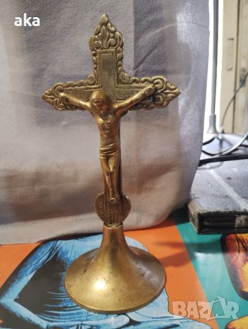 красив стар бронзов масивен кръст разпятие, снимка 7 - Антикварни и старинни предмети - 41968078