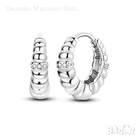 925 Сребърни обеци с дизайн „червей“ и циркони