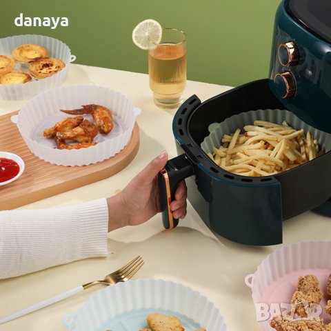 3913 Силиконова тавичка за еър фрайър подложка за Airfryer, снимка 2 - Съдове за готвене - 41832374