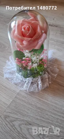 Светещи куполи с изкуствена роза, декорация и скандинавски мъх , снимка 10 - Друга електроника - 49022265