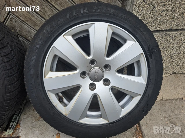 4бр. оригинални алуминиеви джанти 5х112 за Ауди А6, 16 цола със зимни гуми., снимка 5 - Гуми и джанти - 51082372