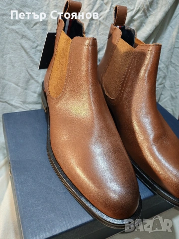 Стилни мъжки кларкове от естествена кожа TOMMY HILFIGER №43, снимка 5 - Мъжки боти - 53070746