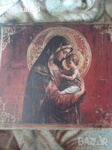 Богородица на платно 30/40см., снимка 3 - Картини - 53178728