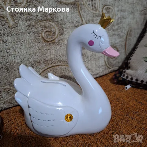 Керамичен лебед-касичка, снимка 4 - Декорация за дома - 49378965