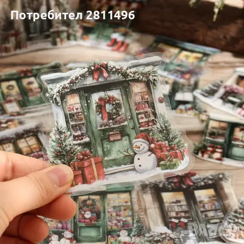 Комплект от 50 броя коледни водоустойчиви стикери, снимка 2 - Други - 48628957