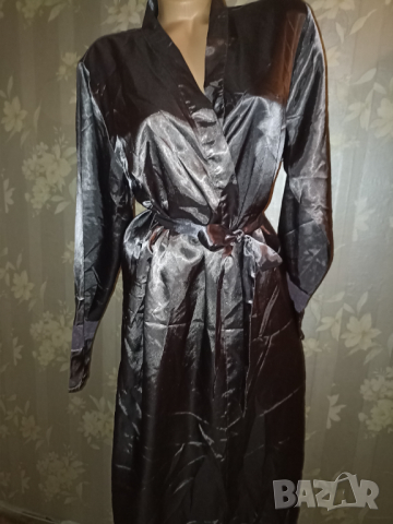 Сатенен халат в оловносив цвят М,Л, снимка 1