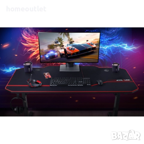 ПРОМОЦИЯ Геймърско бюро – просторно, ергономично и стабилно решение за игри и работа T02 BLACK, снимка 6 - Бюра - 51961953