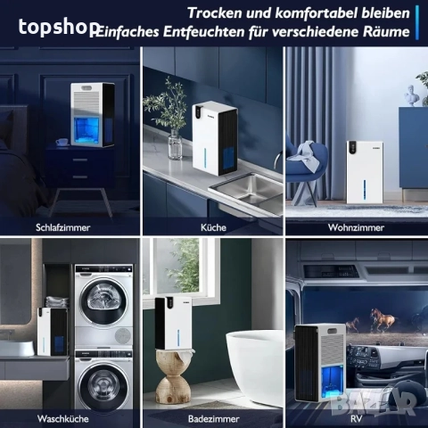 Нов тестван влагоуловител Kiumo CT9, (30 м²) 2,5 л, С автоматично спиране, 7 цвята ред светлина, снимка 4 - Влагоабсорбатори и влагоуловители - 51588981