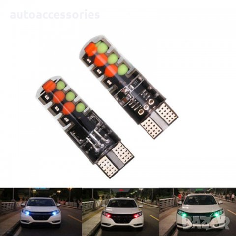 3000049020 RGB многоцветни Габаритни лед диодни крушки тип 5W5 - Т10 12V, снимка 7 - Аксесоари и консумативи - 34448543