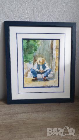 Картина акварел на френски художник,подписана, снимка 2 - Картини - 44374730