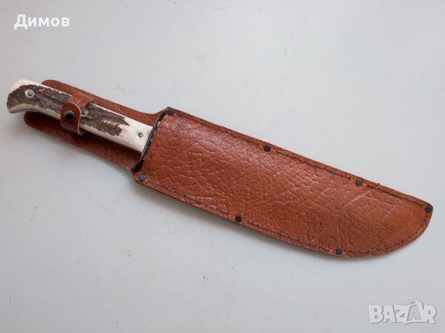Огромен кован нож мачете сатър рог, снимка 2 - Ножове - 39349938