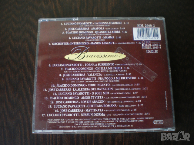 Carreras Domingo Pavarotti ‎– Bravissimo! 1993 CD, Compilation, снимка 3 - CD дискове - 44782234