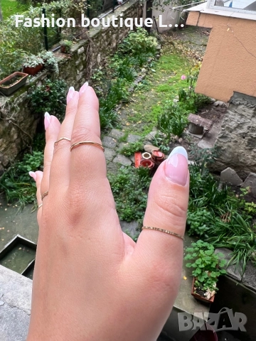 Комплект от 5 броя златни тънки пръстена с различни ширини за различни места ❤️, снимка 4 - Пръстени - 52378029