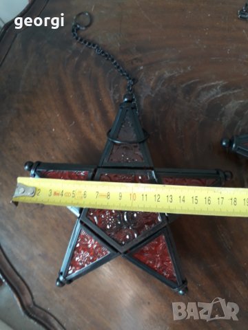 Коледен стъклен витражен фенер звезда, снимка 4 - Декорация за дома - 34150274