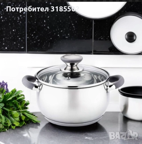 Тенджера Voltz, различна съвместимост, сиви/червени дръжки, Неръждаема стомана, снимка 5 - Прибори за хранене, готвене и сервиране - 51433101