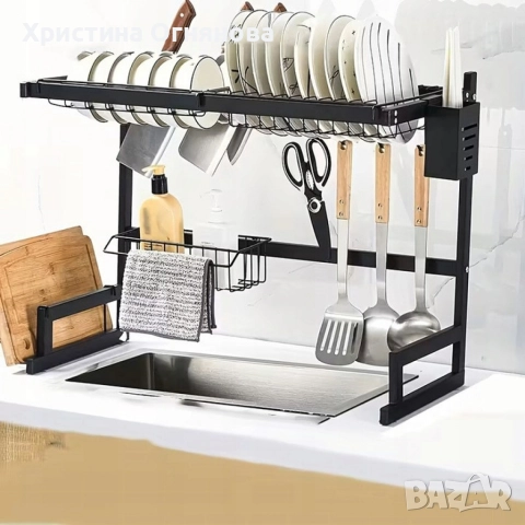 Двуетажен сушилник за съдове с поставка за дъска за рязане, снимка 2 - Други стоки за дома - 52842097