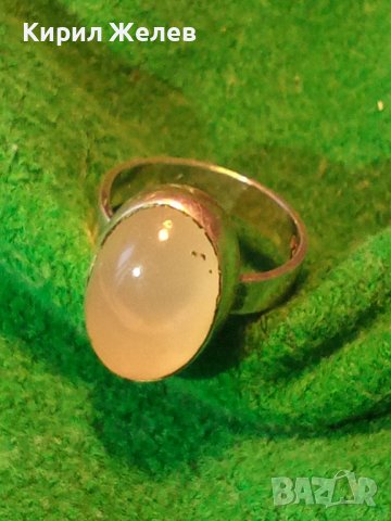 СРЕБЪРЕН СКЪПОЦЕНЕН АР ДЕКО СТИЛ ПРЪСТЕН СРЕБРО 925 АНГЛИЯ с ШЛИФОВАН ЛУНЕН КАМЪК 27237