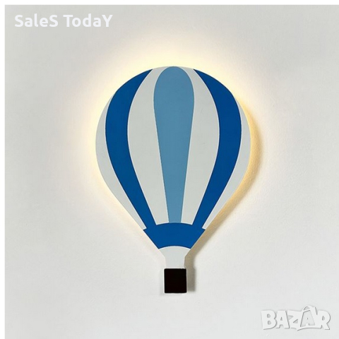 ДЕтска нощна лампа Балон, дърво, LED, Ø15.5x23см, снимка 2 - Детски нощни лампи - 44836863