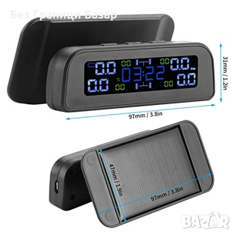 Нова Соларна TPMS Система 4 Гуми LCD Налягане/Температура Безжично, снимка 9 - Друга електроника - 53697298