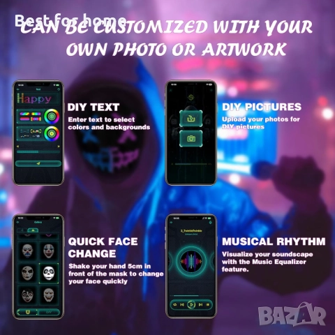 Depointer Life LED маска с презареждаща се Bluetooth, снимка 6 - Друга електроника - 52633666